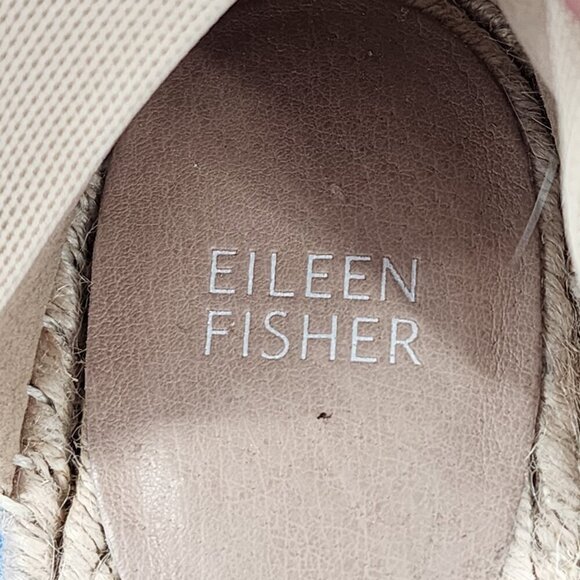 EILEEN FISHER NWOB Coy Espadrille Skimmer Flat Tan Tumbled Leather Zip - Picture 11 of 11